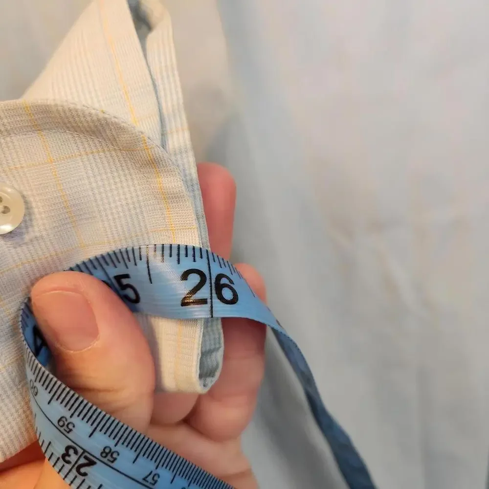 Brooks Brothers Slim Fit Non-Iron Dress Shirt - Light Blue Plaid- 16 4/5 - Picture 6 of 9